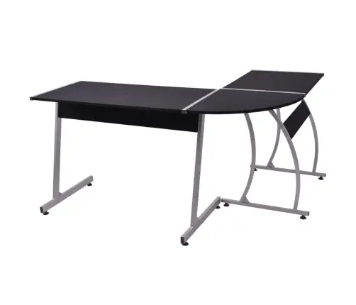 Stūra Galds, L-Forma, Melns Vidaxl