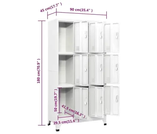 Ģērbtuvju Skapīši, 9 Nodalījumi, 90X45X180, Pelēks Tērauds  Vidaxl
