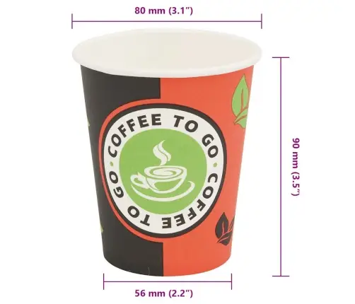 Vienreizējās Lietošanas Krūzes, 1000 Gab., 240 Ml (8Oz), Papīrs Vidaxl