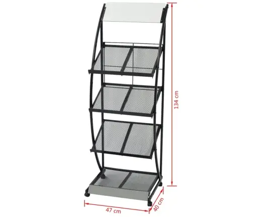 Žurnalų Laikiklis, 47X40X134cm Juoda Ir Balta, A4