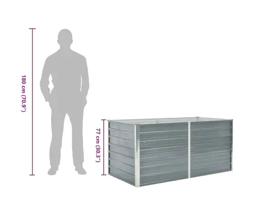 Kõrgendatud Peenrakast 160 X 80 X 77 cm Tsingitud Teras, Hall