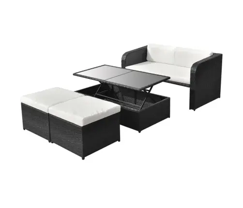 4-Daļīgs Dārza Atpūtas Mēbeļu Komplekts Ar Matračiem, Pe, Melns Vidaxl