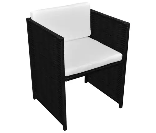 3-Osaline Aiamööblikomplekt Patjadega, Polürotang, Must