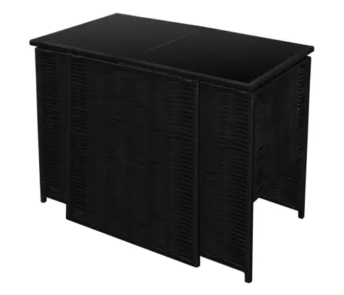 3-Osaline Aiamööblikomplekt Patjadega, Polürotang, Must