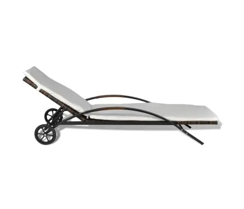 Lauko Gultas Su Čiužiniu Ir Ratukais, Poliratanas, Rudas