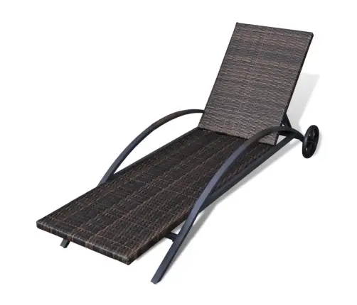 Lauko Gultas Su Čiužiniu Ir Ratukais, Poliratanas, Rudas