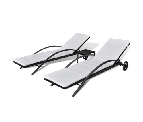 Sauļošanās Zviļņi Ar Galdiņu, Melna Pe Rotangpalma Vidaxl