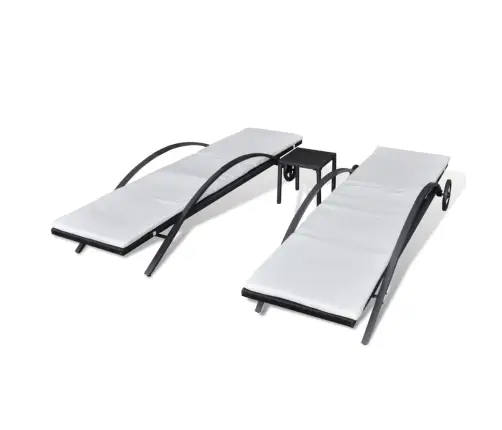 Sauļošanās Zviļņi Ar Galdiņu, Melna Pe Rotangpalma Vidaxl