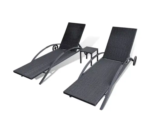 Sauļošanās Zviļņi Ar Galdiņu, Melna Pe Rotangpalma Vidaxl