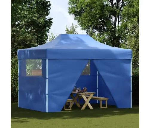 Išskleidžiama Palapinė Su 4 Šoninėmis Sienomis, 3X4,5M, Mėlyna