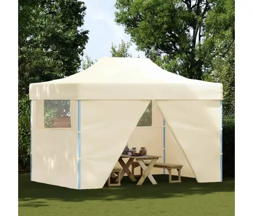 Saliekama Telts, 3X4,5 M, 4 Sienas, Ātri Uzstādāma, Krēmbalta Vidaxl