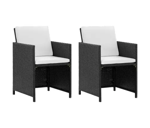 5-Daļīgs Dārza Mēbeļu Komplekts Ar Matračiem, Pe Pinums, Melns Vidaxl