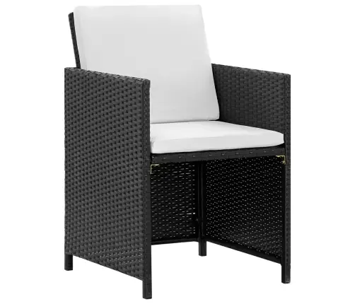 9-Osaline Aiamööblikomplekt Patjadega, Polürotang, Must