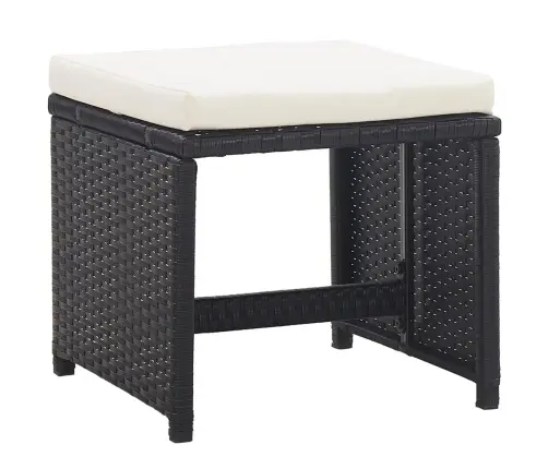 9-Osaline Aiamööblikomplekt Patjadega, Polürotang, Must