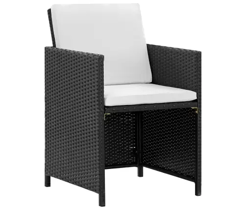 11-Daļīgs Dārza Mēbeļu Komplekts Ar Matračiem, Pe Pinums, Melns Vidaxl