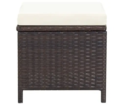 5-Daļīgs Dārza Mēbeļu Komplekts Ar Matračiem, Pe Pinums, Brūns Vidaxl