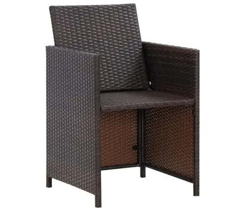 5-Daļīgs Dārza Mēbeļu Komplekts Ar Matračiem, Pe Pinums, Brūns Vidaxl