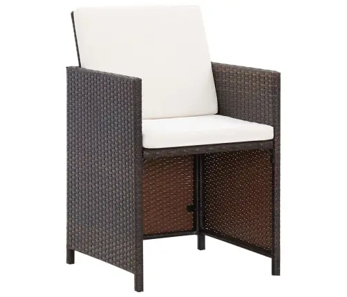 9-Daļīgs Dārza Mēbeļu Komplekts Ar Matračiem, Pe Pinums, Brūns Vidaxl