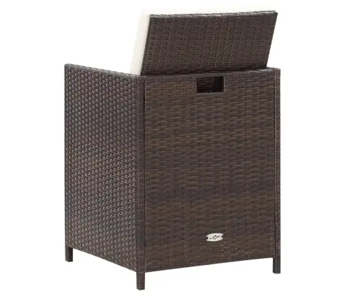 9-Daļīgs Dārza Mēbeļu Komplekts Ar Matračiem, Pe Pinums, Brūns Vidaxl