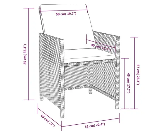 9-Daļīgs Dārza Mēbeļu Komplekts, Pe, Akācijas Masīvkoks, Melns Vidaxl