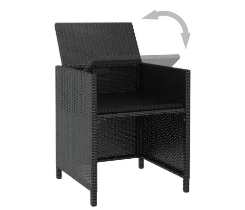 9-Daļīgs Dārza Mēbeļu Komplekts, Pe, Akācijas Masīvkoks, Melns Vidaxl