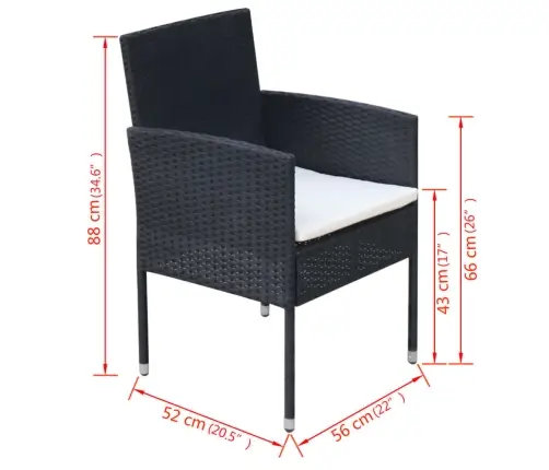 9-Daļīgs Dārza Mēbeļu Komplekts, Matrači, Melna Pe Rotangpalma Vidaxl