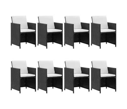 9-Daļīgs Dārza Mēbeļu Komplekts Ar Matračiem, Pe Pinums, Melns Vidaxl