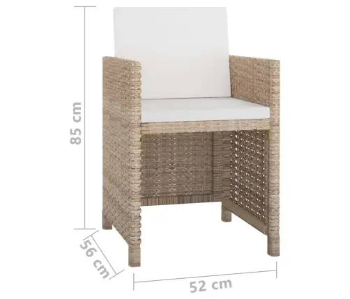 9-Osaline Aiamööblikomplekt Patjadega, Polürotang, Beež