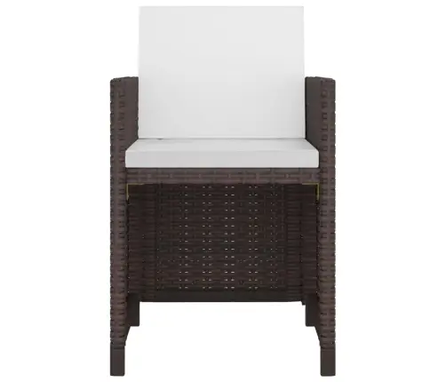 11-Osaline Aiamööblikomplekt Patjadega, Polürotang, Pruun