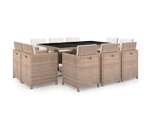 Lauko Valgomojo Baldų Kompl. Su Pagalv., 11D., Krem., Polirat.