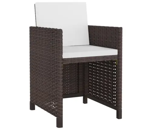 13-Daļīgs Dārza Mēbeļu Komplekts Ar Matračiem, Pe Pinums, Brūns Vidaxl