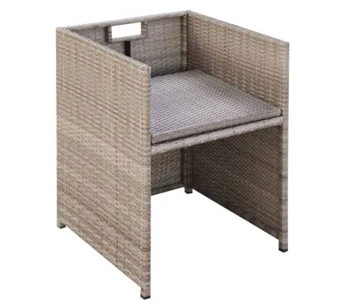 9-Daļīgs Dārza Mēbeļu Komplekts Ar Matračiem, Pe Pinums, Bēšs Vidaxl