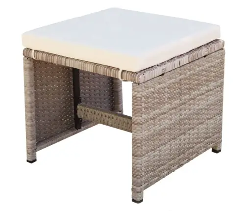 9-Daļīgs Dārza Mēbeļu Komplekts Ar Matračiem, Pe Pinums, Bēšs Vidaxl