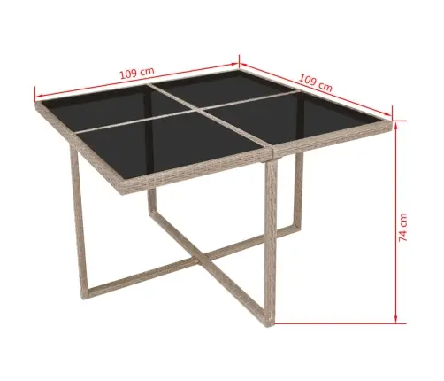 9-Daļīgs Dārza Mēbeļu Komplekts Ar Matračiem, Pe Pinums, Bēšs Vidaxl