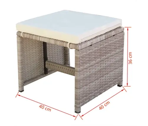 9-Daļīgs Dārza Mēbeļu Komplekts Ar Matračiem, Pe Pinums, Bēšs Vidaxl