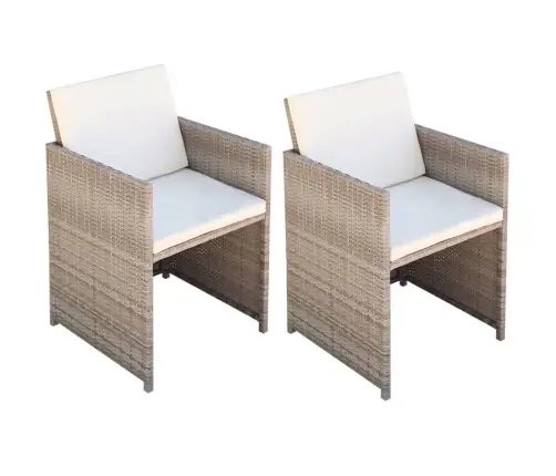 Dārza Krēsli, 2 Gb., Matrači Un Spilveni, Pe Rotangpalma, Bēši Vidaxl