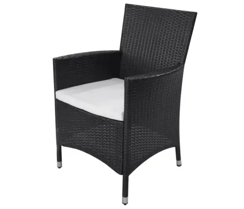 11-Daļīgs Dārza Mēbeļu Komplekts Ar Matračiem, Pe Pinums, Melns Vidaxl