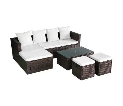 4-Daļīgs Dārza Atpūtas Mēbeļu Komplekts Ar Matračiem, Pe, Brūns Vidaxl