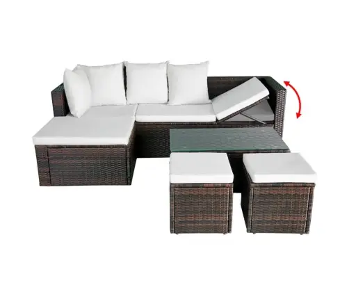 4-Daļīgs Dārza Atpūtas Mēbeļu Komplekts Ar Matračiem, Pe, Brūns Vidaxl