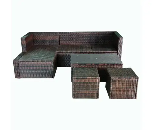 4-Daļīgs Dārza Atpūtas Mēbeļu Komplekts Ar Matračiem, Pe, Brūns Vidaxl