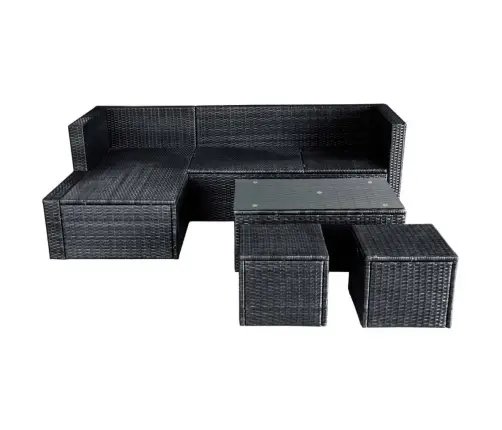 4-Daļīgs Dārza Atpūtas Mēbeļu Komplekts Ar Matračiem, Pe, Melns Vidaxl