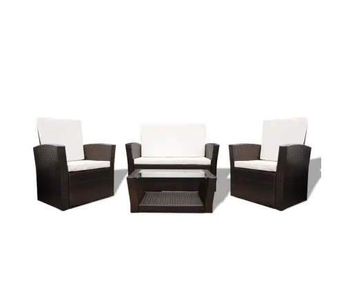 4-Daļīgs Dārza Atpūtas Mēbeļu Komplekts Ar Matračiem, Pe, Brūns Vidaxl