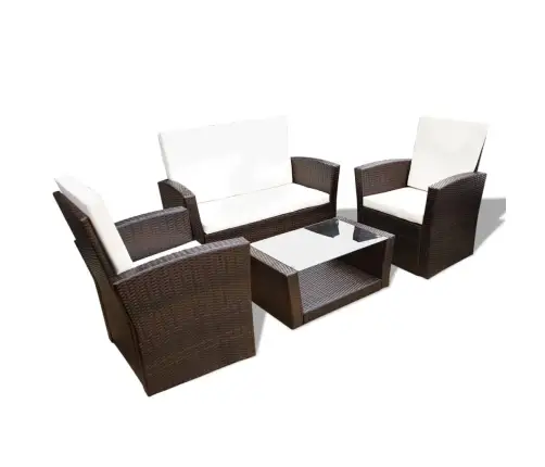 4-Daļīgs Dārza Atpūtas Mēbeļu Komplekts Ar Matračiem, Pe, Brūns Vidaxl