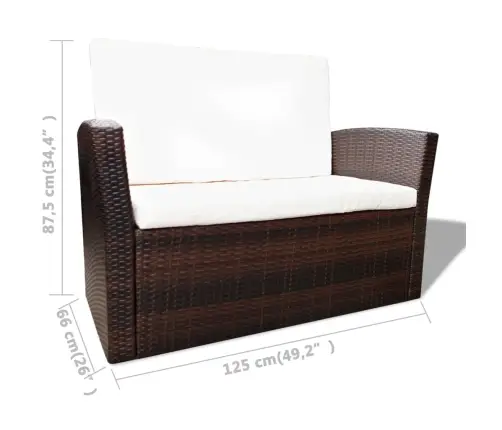 4-Daļīgs Dārza Atpūtas Mēbeļu Komplekts Ar Matračiem, Pe, Brūns Vidaxl