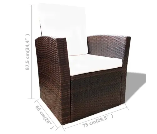 4-Daļīgs Dārza Atpūtas Mēbeļu Komplekts Ar Matračiem, Pe, Brūns Vidaxl