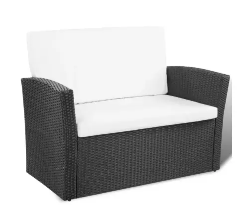 4-Daļīgs Dārza Atpūtas Mēbeļu Komplekts Ar Matračiem, Pe, Melns Vidaxl