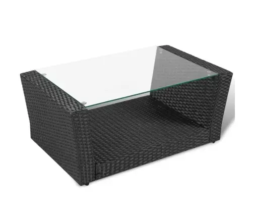 4-Daļīgs Dārza Atpūtas Mēbeļu Komplekts Ar Matračiem, Pe, Melns Vidaxl