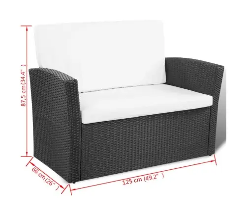 4-Daļīgs Dārza Atpūtas Mēbeļu Komplekts Ar Matračiem, Pe, Melns Vidaxl