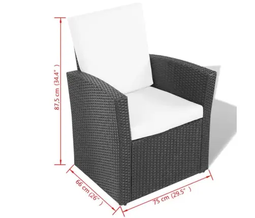 4-Daļīgs Dārza Atpūtas Mēbeļu Komplekts Ar Matračiem, Pe, Melns Vidaxl