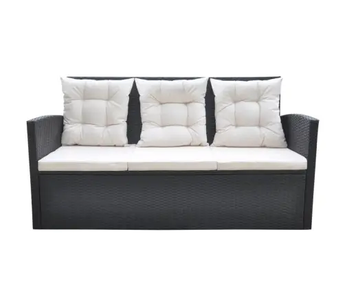 6-Daļīgs Dārza Mēbeļu Komplekts Ar Matračiem, Pe Pinums, Melns Vidaxl